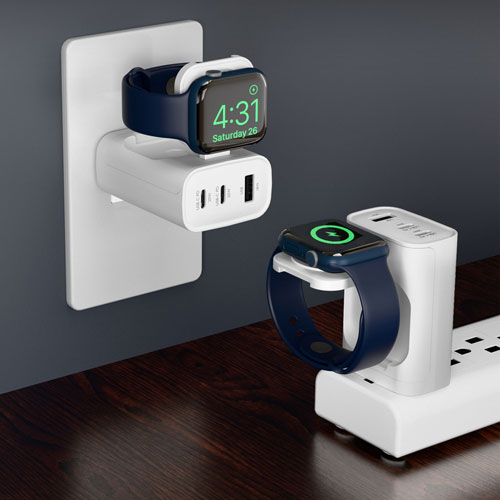 HyperGear SpeedBoost 43W 3-Port USB-C/USB-A/Apple Watch Wall Charger - White