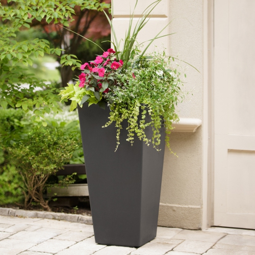 Tierra Verde 14" x 28" Sonata Rectangle Planter In Slate, Made from recycled materials