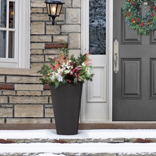 Tierra Verde 14" x 28" Sonata Rectangle Planter In Slate, Made from recycled materials