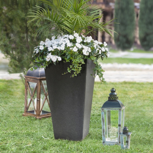 Tierra Verde 14" x 28" Sonata Rectangle Planter In Slate, Made from recycled materials