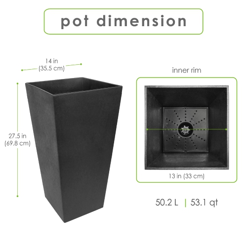 Tierra Verde 14" x 28" Sonata Rectangle Planter In Slate, Made from recycled materials