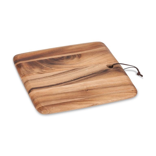 Abbott Square Acacia Wood W/Strap-12"Sq Serving & Charcuterie Tray, Rustic Kitchen Decor, Cheese or Bread Cutting Board