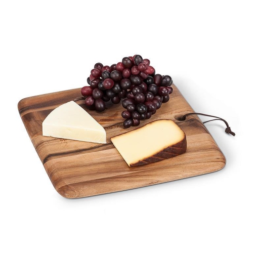 Abbott Square Acacia Wood W/Strap-12"Sq Serving & Charcuterie Tray, Rustic Kitchen Decor, Cheese or Bread Cutting Board