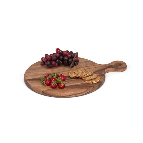 Abbott Round Acacia Wood Paddle Board with Loop Handle – 12x20" Serving & Charcuterie Tray, Rustic Kitchen Decor, Cheese or Bread Cutting Board