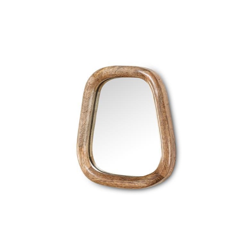 ABBOTT  Small Freeform Rectangle Wood Wall Mirror – Modern Decorative Accent for Home Or Office, 8.5"h In Mango