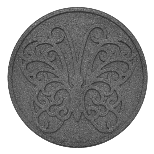 Garden Central 18" x 18" Butterfly Round Stepping Stones in Grey, 4-pack, Made with recycled materials