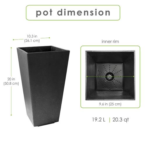 Tierra Verde 10" x 20" Sonata Rectangle Planter In Slate, Made from recycled materials