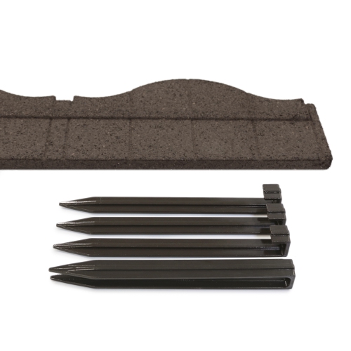 3.25in H x 48in L x 3.24in D Roman Stone Recycled Rubber Garden Border & Edging in Brown, 2-pack