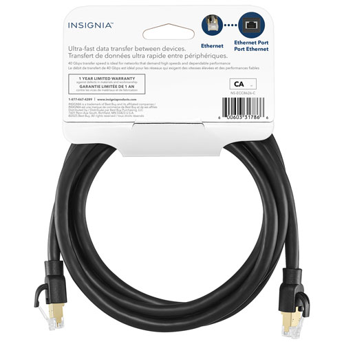 Câble Ethernet Cat8 de 1,8 m d'Insignia - Noir - Exclusivité de Best Buy