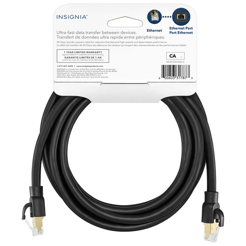 Câble Ethernet Cat8 de 3 m d'Insignia - Noir - Exclusivité de Best Buy