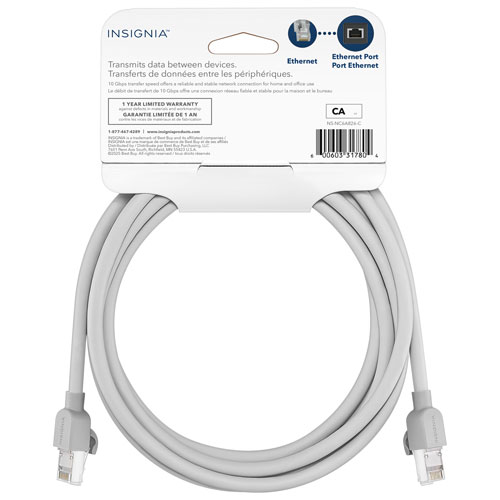 Câble Ethernet Cat 6A de 2,4 m d'Insignia - Gris - Exclusivité de Best Buy