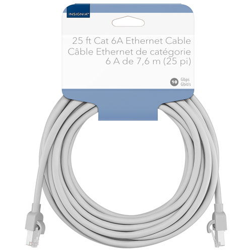 Câble Ethernet Cat 6A de 7,6 m (25 pi) d'Insignia - Gris - Exclusivité de Best Buy