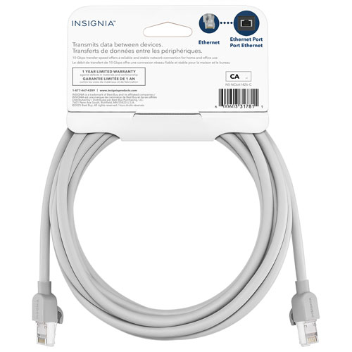 Câble Ethernet Cat 6A de 4,2 m d'Insignia - Gris - Exclusivité de Best Buy