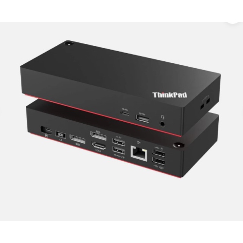 Refurbished Lenovo ThinkPad 40AY0090 Universal USB-C Docking Station, 90W AC Adapter; USB-C cable; HDMI Cable; DP Cable
