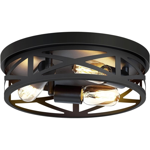 13&nbsp;po – Plafonnier Farmhouse, 3 luminaires pour couloir, Plafonnier noir, Plafonnier encastré, Luminaire de plafond pour entrée de cuisine, Base