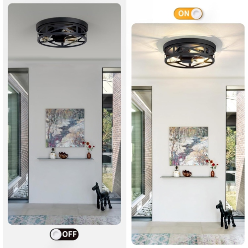 13&nbsp;po – Plafonnier Farmhouse, 3 luminaires pour couloir, Plafonnier noir, Plafonnier encastré, Luminaire de plafond pour entrée de cuisine, Base