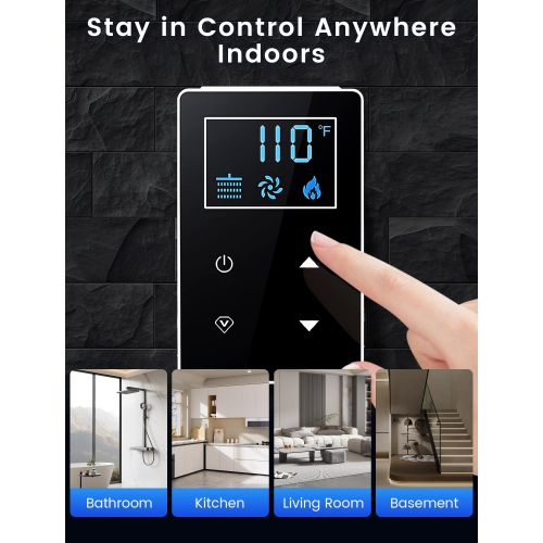 Outdoor Propane Tankless Water Heater, 5.2 GPM 130000 BTU On Demand Hot Water Heater with Remote Control, 110V Residential Instant Propane Waterheater