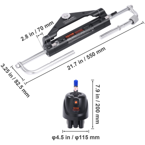 VEVOR 150HP Marine Boat Hydraulic Outboard Steering Kit, with Helm Pump Two-Way Lock Cylinder and 20 Feet Hydraulic Steering Hose, for Single Station