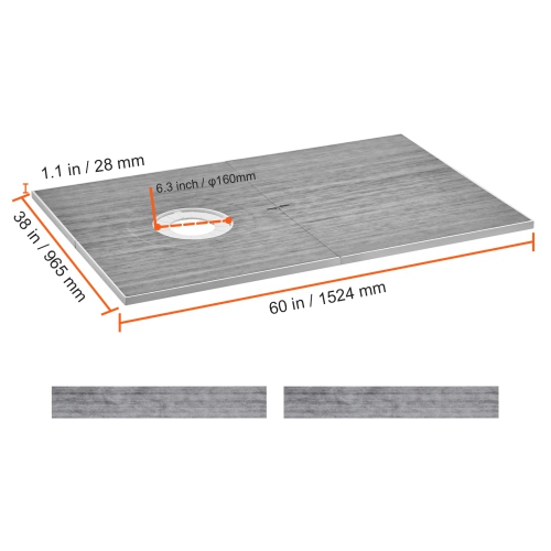 VEVOR 60"x38" Shower Curb Kit, Shower Pan Kit with 6.3" Offset Drain, Lightweight EPS Shower Installation Kits with 2 Waterproof Cloths, Shower Pan