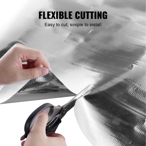 VEVOR 6.5 Mil Double Reflective Insulation Roll, Woven Fabric Radiant Barrier, 48 in x 250 ft, Aluminum Foil PE Woven Cloth Heat Reflective Shield,