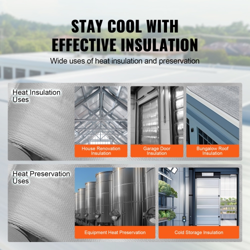 VEVOR 6.5 Mil Double Reflective Insulation Roll, Woven Fabric Radiant Barrier, 48 in x 250 ft, Aluminum Foil PE Woven Cloth Heat Reflective Shield,