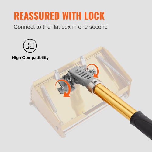 VEVOR 40''-64'' Drywall Flat Box Handle, Anodized Aluminum Flat Finishing Extension Handle, 5-Section Length Adjustable, Non-slip Grip and 360°