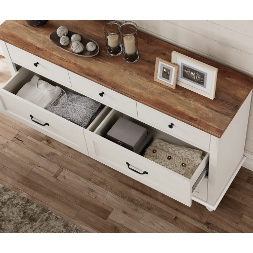 WAMPAT White Dresser Set with 14 Drawers for Bedroom, 2-in-1 Kids Dresser for Nursery Kids Room, Mid Century Modern Chests & Dressers, Wide Organizer