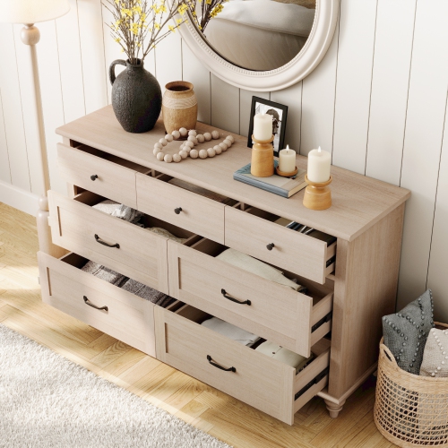 WAMPAT White Dresser Set with 14 Drawers for Bedroom, 2-in-1 Kids Dresser for Nursery Kids Room, Mid Century Modern Chests & Dressers, Wide Organizer