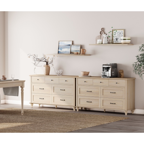 WAMPAT White Dresser Set with 14 Drawers for Bedroom, 2-in-1 Kids Dresser for Nursery Kids Room, Mid Century Modern Chests & Dressers, Wide Organizer