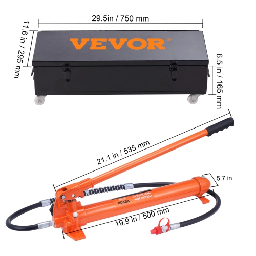 VEVOR 20 Ton Porta Power Kit, Portable Hydraulic Jack with 4.6 ft/1.4 m Oil Hose, Car Frame Repair Tool with Storage Case for Automotive, Heavy
