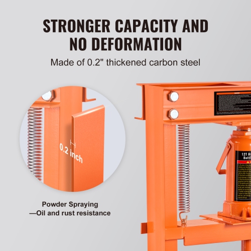 VEVOR 12 Ton Hydraulic Shop Press, H-Frame Hydraulic Garage/Shop Floor Press, Adjustable Shop Press with Press Plates, Heavy Duty Hydraulic Press for
