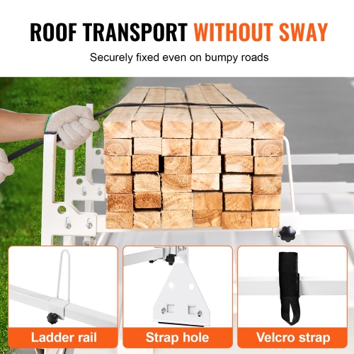 VEVOR 59" Trailer Ladder Rack, Adjustable Roof Rack, 3 Crossbars Van Roof Ladder Rack with Straps, 800 lbs Capacity, Fit for Chevrolet Express 1500