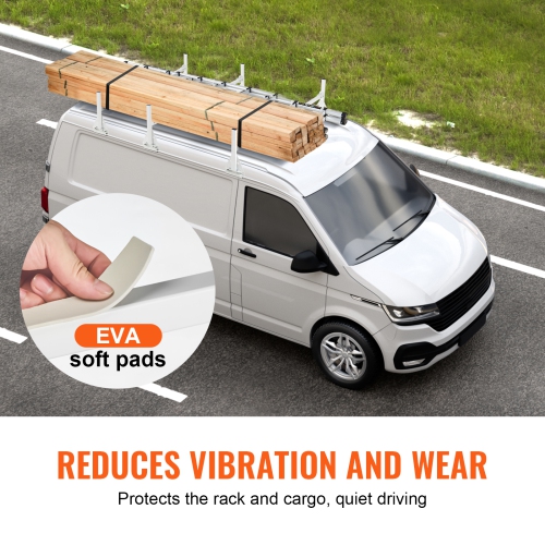 VEVOR 59" Trailer Ladder Rack, Adjustable Roof Rack, 3 Crossbars Van Roof Ladder Rack with Straps, 800 lbs Capacity, Fit for Chevrolet Express 1500