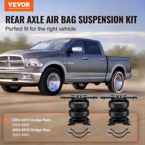 VEVOR 5000 lbs Loading Air Bag Suspension Kit, Air Springs Suspension Bag Kit Compatible with 2003-2013 Dodge Ram 2500 4WD, 2003-2018 Dodge Ram 3500