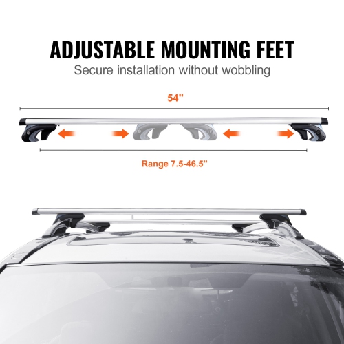 VEVOR 54" Universal Roof Rack Cross Bars, Aluminum Roof Rack Crossbars, Fit Existing Raised Side Rail with Gap, 200 lbs Load Capacity, Adjustable