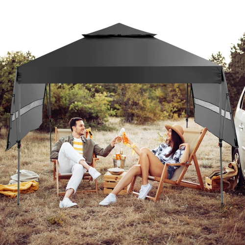 Costway 10'x17.6'Outdoor Instant Pop-up Canopy Tent Dual Half Awnings Adjust Patio
