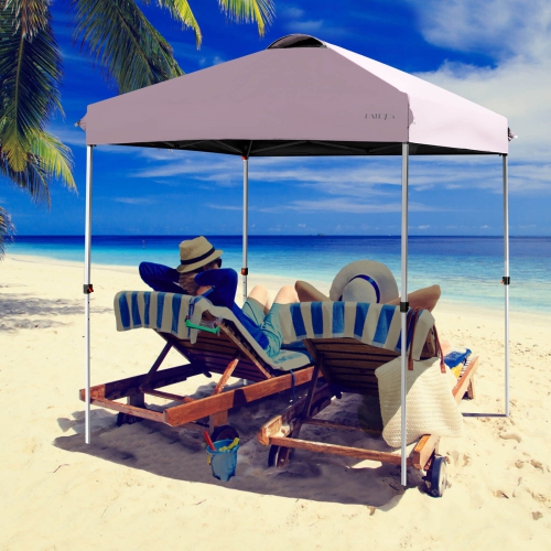 Costway 6.6x6.6 FT Pop Up Canopy Tent Camping Sun Shelter W/ Roller Bag