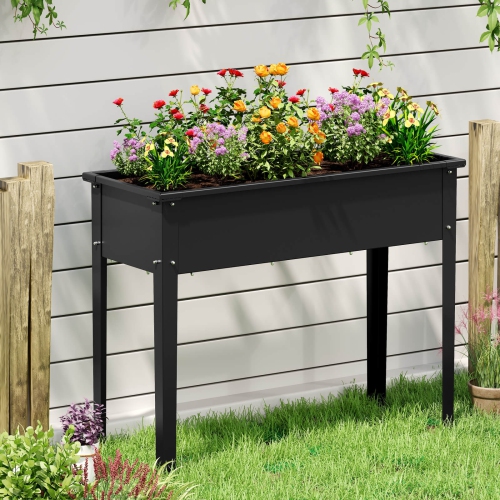 Costway Raised Garden Bed Elevated Metal Planter Box with Legs Drainage Holes Gardening Box
