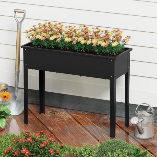 Costway Raised Garden Bed Elevated Metal Planter Box with Legs Drainage Holes Gardening Box
