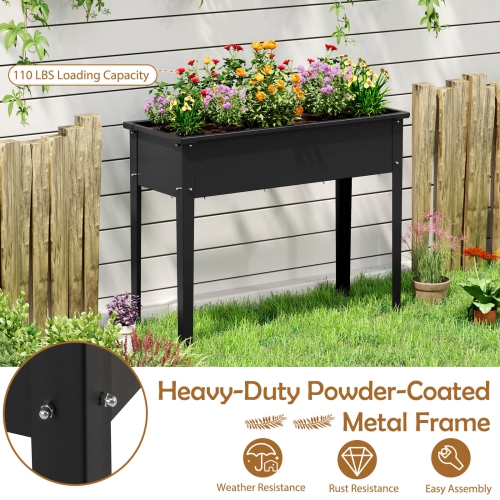 Costway Raised Garden Bed Elevated Metal Planter Box with Legs Drainage Holes Gardening Box