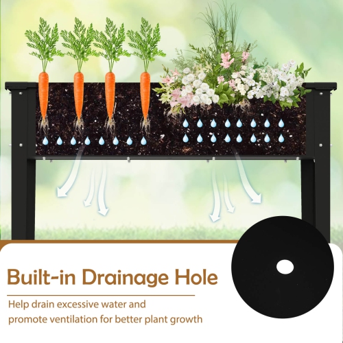 Costway Raised Garden Bed Elevated Metal Planter Box with Legs Drainage Holes Gardening Box