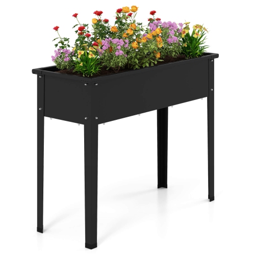 Costway Raised Garden Bed Elevated Metal Planter Box with Legs Drainage Holes Gardening Box