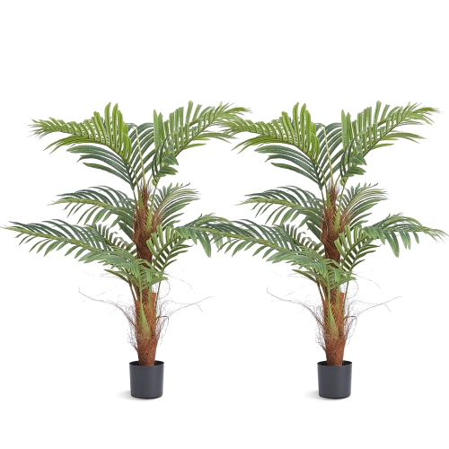 VEVOR  4 Ft Artificial Palm Tree, Tall Faux Plant, Secure Pe Material & Anti-Tip Tilt Protection Low-Maintenance Plant, Lifelike Fake Tree for Home