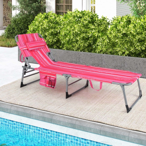 Chaise longue pliante de plage extérieure Goplus 2 PCS avec coussin