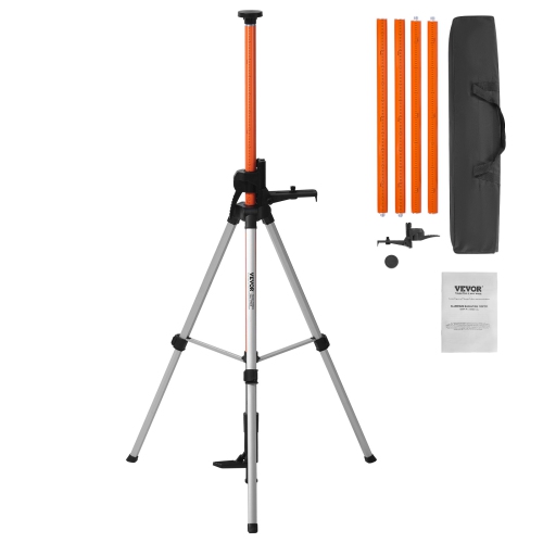 VEVOR  40.94-133.85 Inch Height Laser Level Tripod, 1/4"-20 & 5/8"-11 Thread Mount, With Level Bubble & Heavy-Duty Stand, Extendable Pole Lightweight