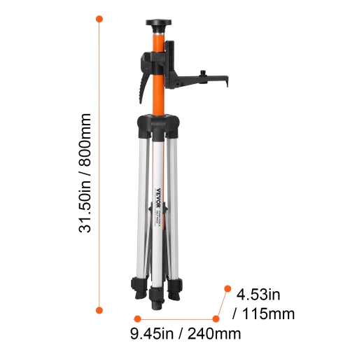 VEVOR 40.94-133.85 inch Height Laser Level Tripod, 1/4"-20 & 5/8"-11 Thread Mount,with Level Bubble & Heavy-duty Stand,Extendable Pole Lightweight