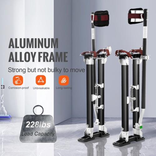 VEVOR 24''-40'' Drywall Stilts, Adjustable Aluminum Tool Stilts with Protective Knee Pads, Durable and Non-slip Work Stilts for Sheetrock Painting,