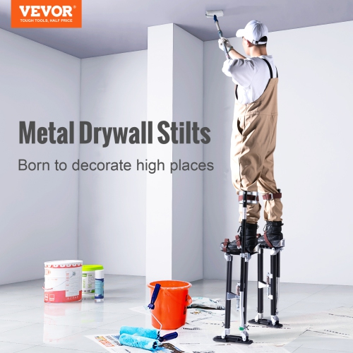 VEVOR 24''-40'' Drywall Stilts, Adjustable Aluminum Tool Stilts with Protective Knee Pads, Durable and Non-slip Work Stilts for Sheetrock Painting,