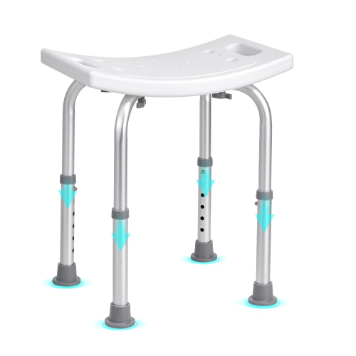 VEVOR 158.8 kg Capacity Adjustable Height Shower Stool with Built-in Handles, Shower Seat for Inside Shower or Tub, Non-Slip Bench Bathtub Stool Seat