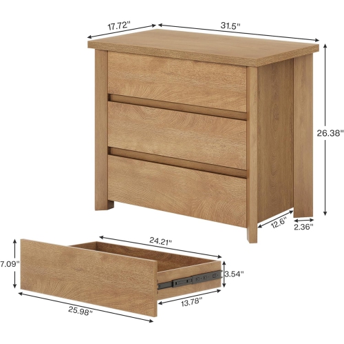 Tribesigns Nightstands Set of 2, 32-Inch Wide Night Stand with Storage Drawers for Living Room, Bedroom, Rustic Brown